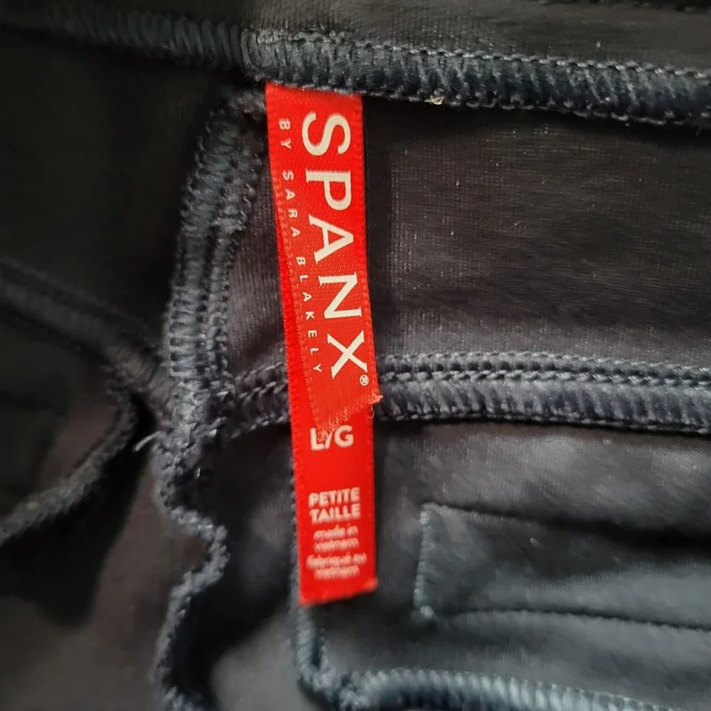 Spanx The Perfect Hi-Rise Flare Ponte Pants Navy Shapewear Size L Petite - Picture 10 of 10